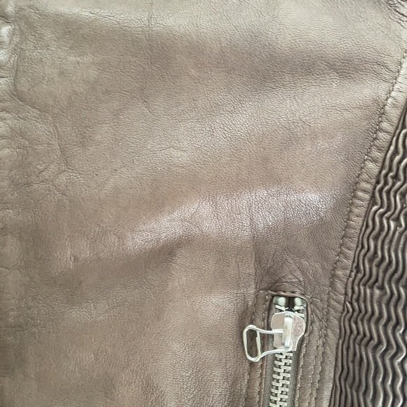 Joe’s Jeans Vintage Taupe Leather Moto Jacket XS - Picture 10 of 14